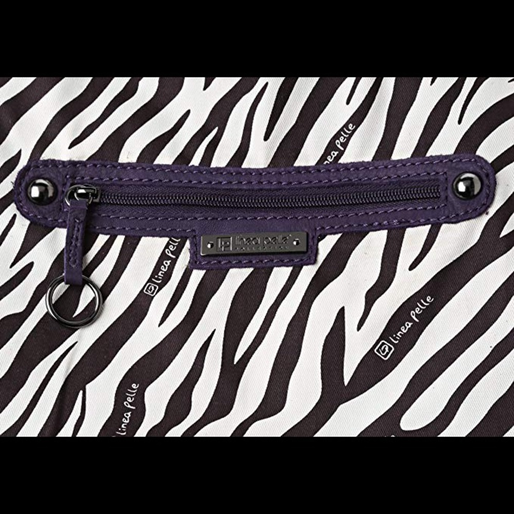 Linea Pelle purple leather handbag 13”x16x3 - Picture 4 of 5